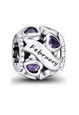 admirable tiny bangle silver love heart cz February birthstone charm